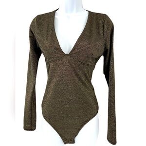 NWT Sincerely Jules/ Metallic glitter/ Bodysuit/ Long sleeve/ Size US S
